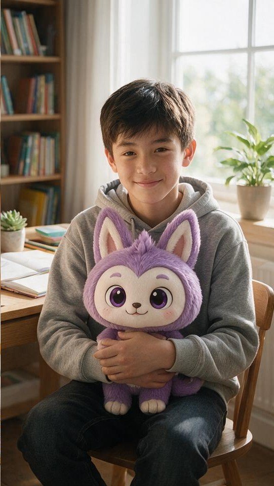 男孩抱着 Lumi